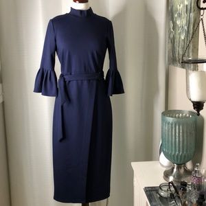 Natural House Navy Midi w/Wrap Around Belt